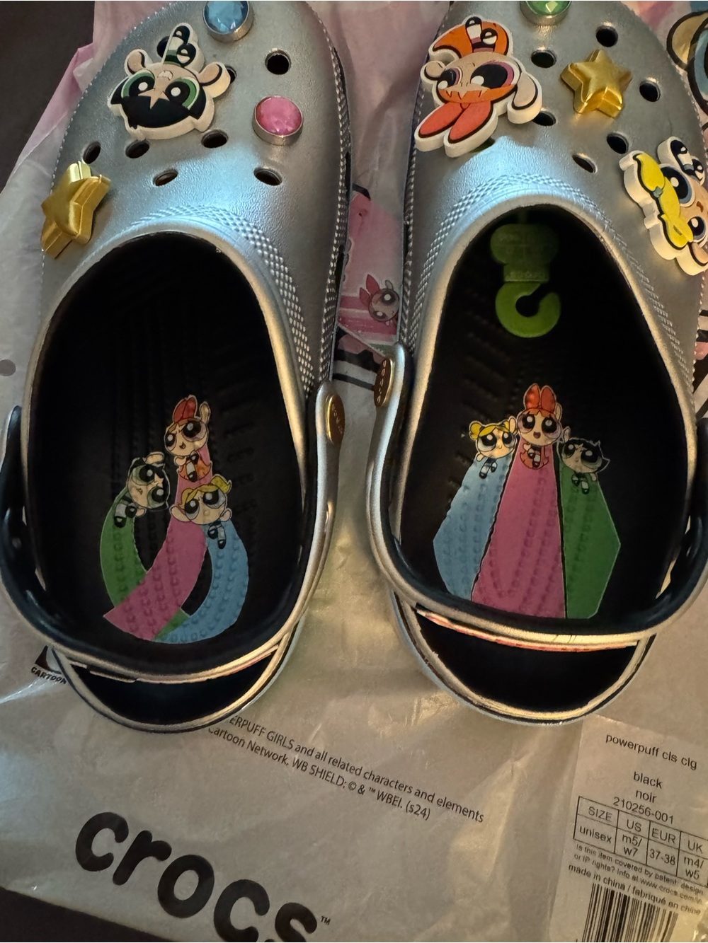 CROCS Silver Powerpuff Girls Jibbitz-Embellished Classic Clog - Picture 3 of 5